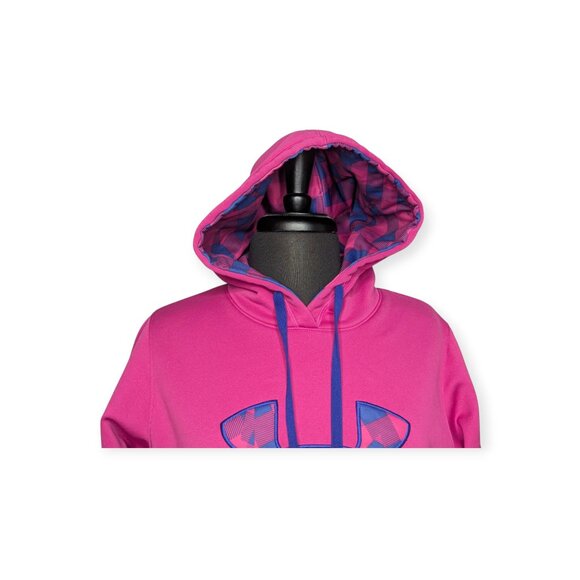 Under Armour Vibrant Pink Hoodie with Blue Accent Size Medium - Picture 3 of 15